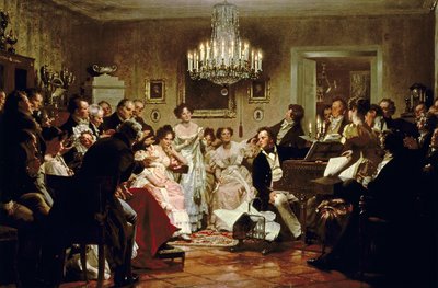 A Schubert Evening in a Vienna Salon by Julius or Jules Schmidt